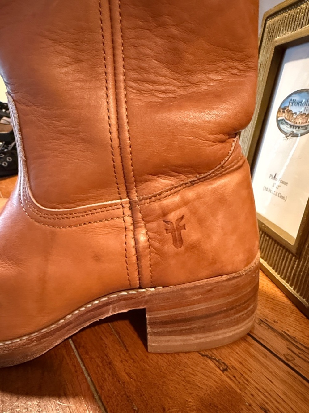 Frye Tan Leather Mid-Calf Boots - Picture 2 of 8
